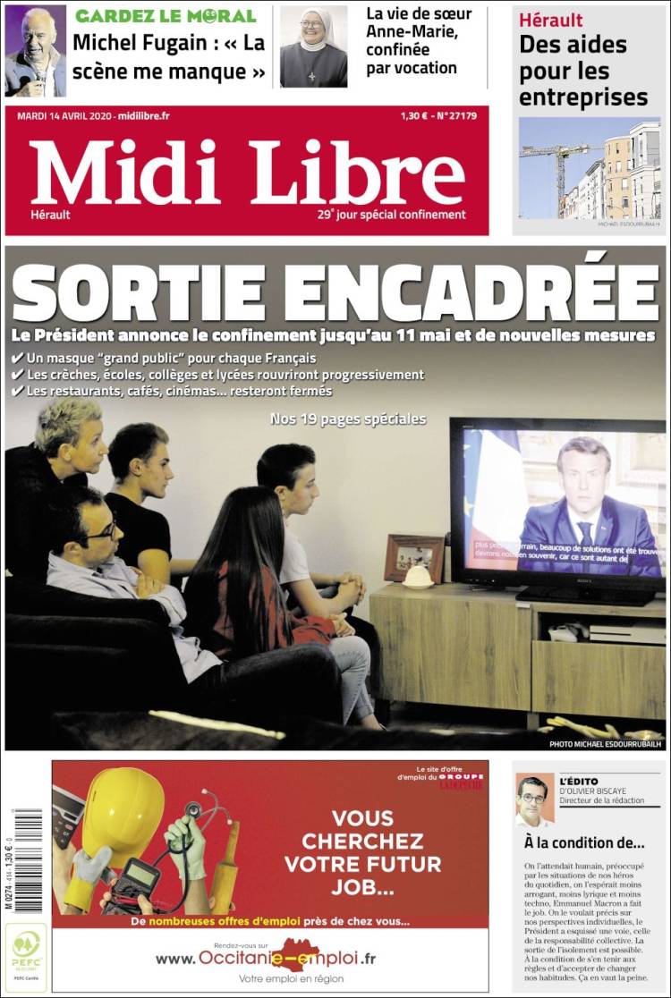 Portada de Midi Libre (Francia)