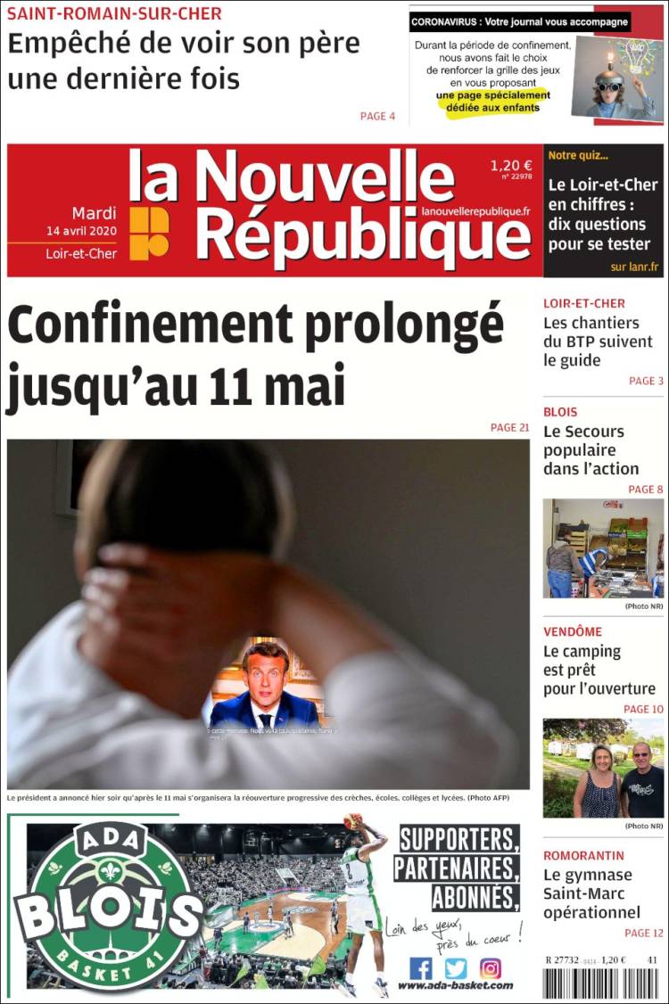 Portada de La Nouvelle Republique (Francia)