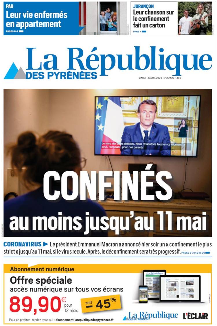 Portada de La République des Pyrénées (Francia)