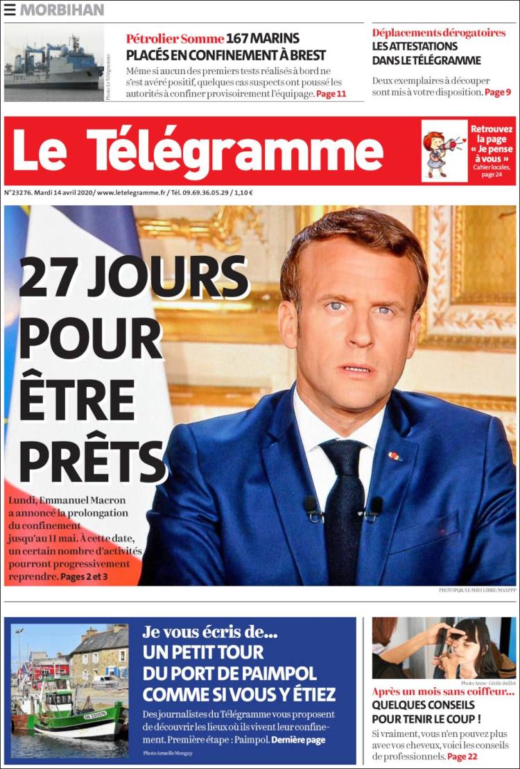Portada de Télégramme (Francia)