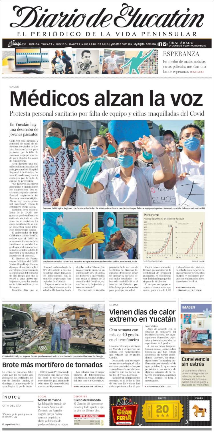 Portada de Diario de Yucatán (México)