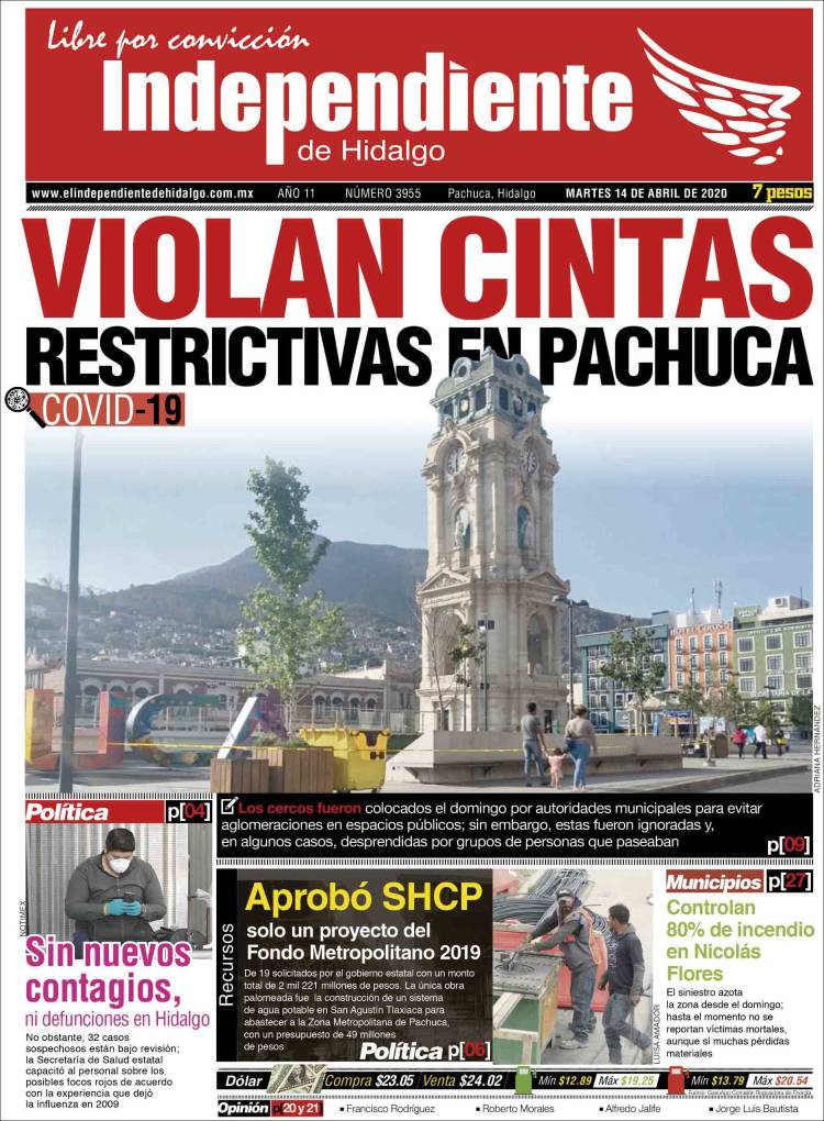 Portada de El Independiente de Hidalgo (México)