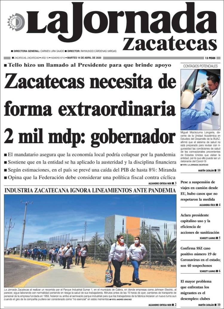 Portada de Jornada de Zacatecas (México)