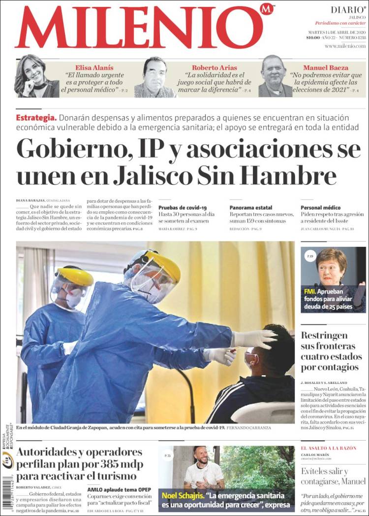 Portada de Milenio - Jalisco (México)