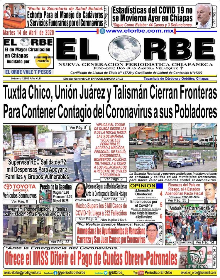 Portada de El Orbe (México)