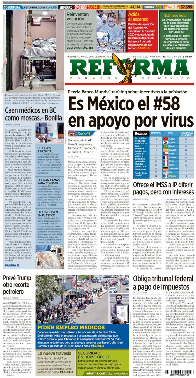 Portada de Reforma (México)