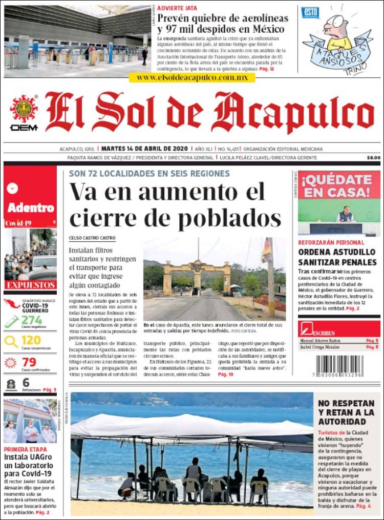 Portada de El Sol de Acapulco (México)