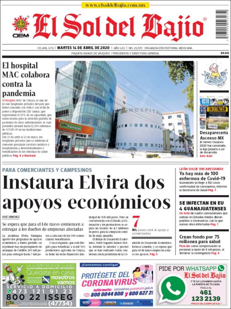 Portada de El Sol del Bajio (México)