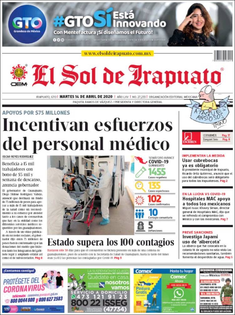Portada de El Sol de Irapuato (México)