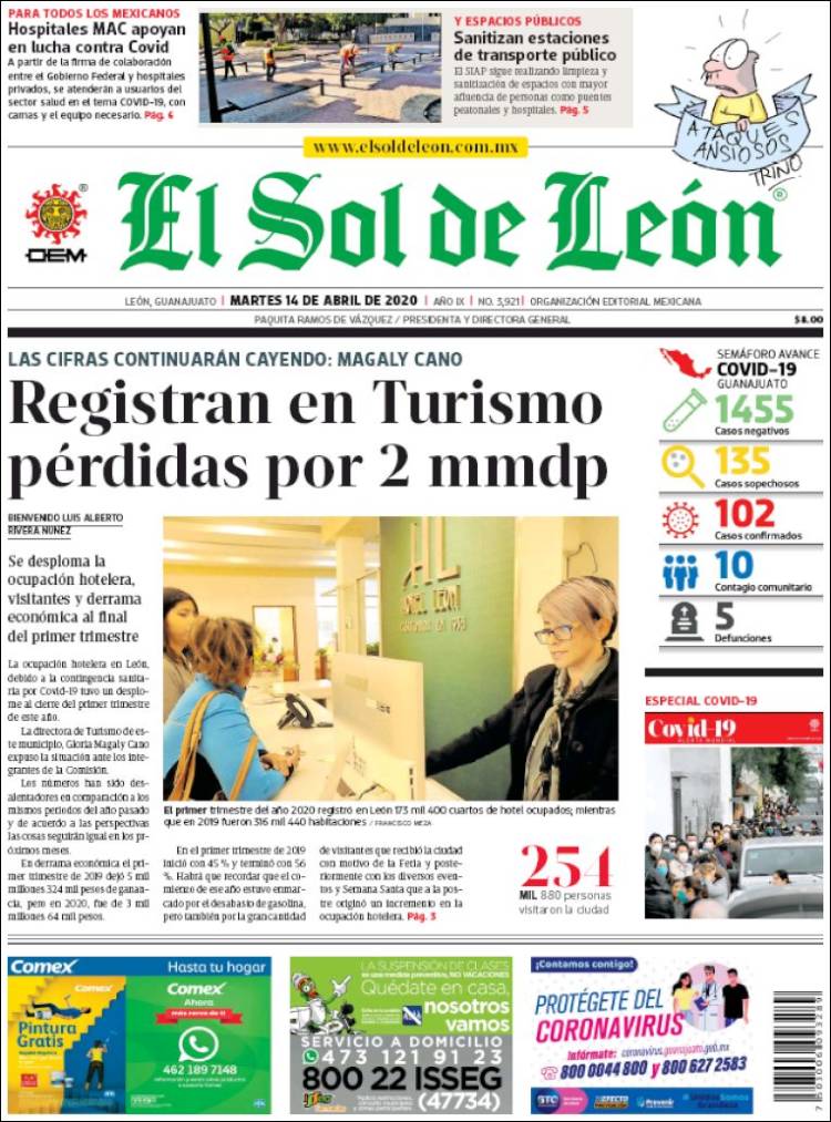 Portada de El Sol de León (México)