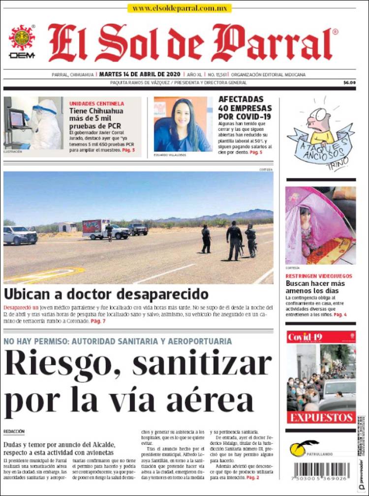 Portada de El Sol de Parral (México)