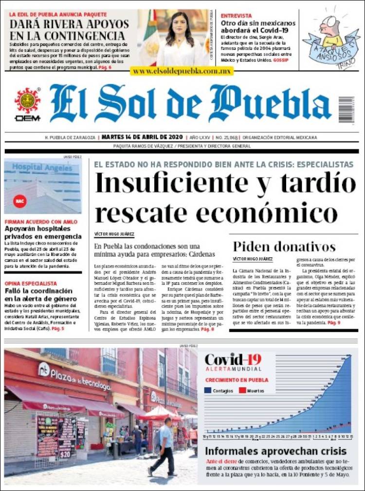 Portada de El Sol de Puebla (México)
