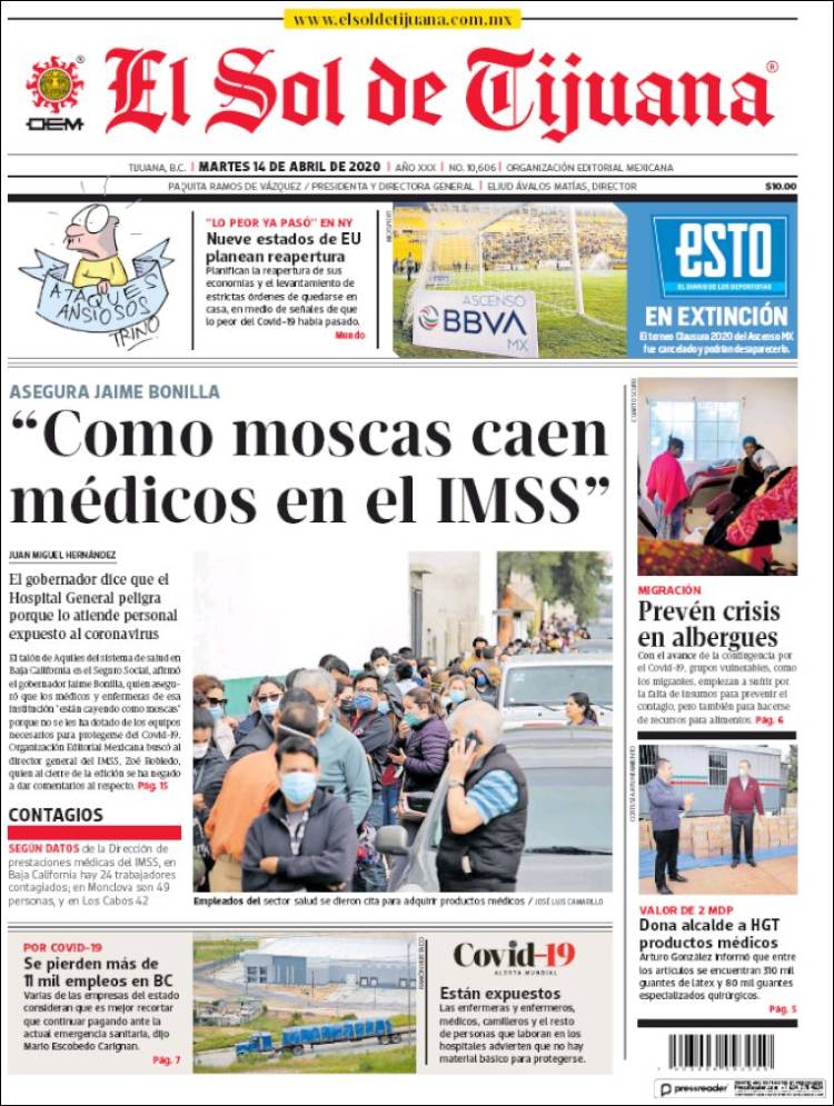 Portada de El Sol de Tijuana (México)