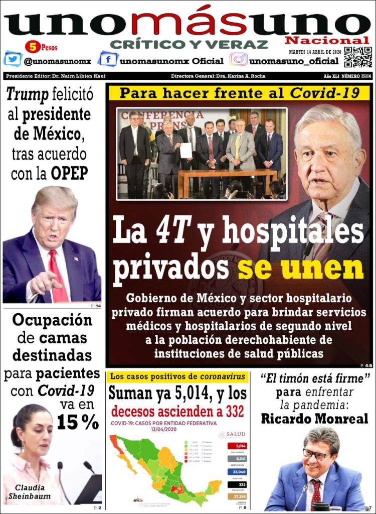 Portada de unomásuno (México)