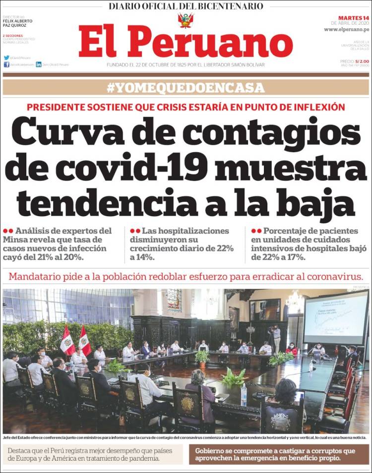 Portada de El Peruano (Perú)