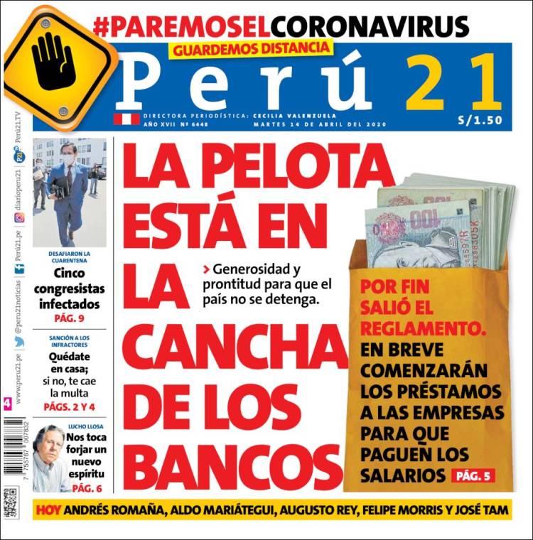 Portada de Perú 21 (Perú)