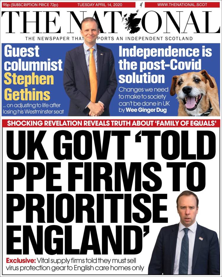 Portada de The National (Reino Unido)