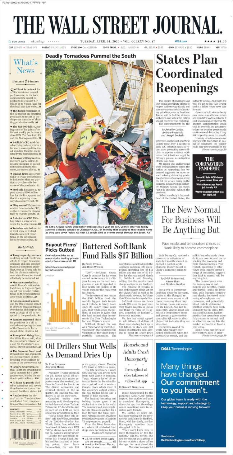 Portada de Wall Street Journal (USA)