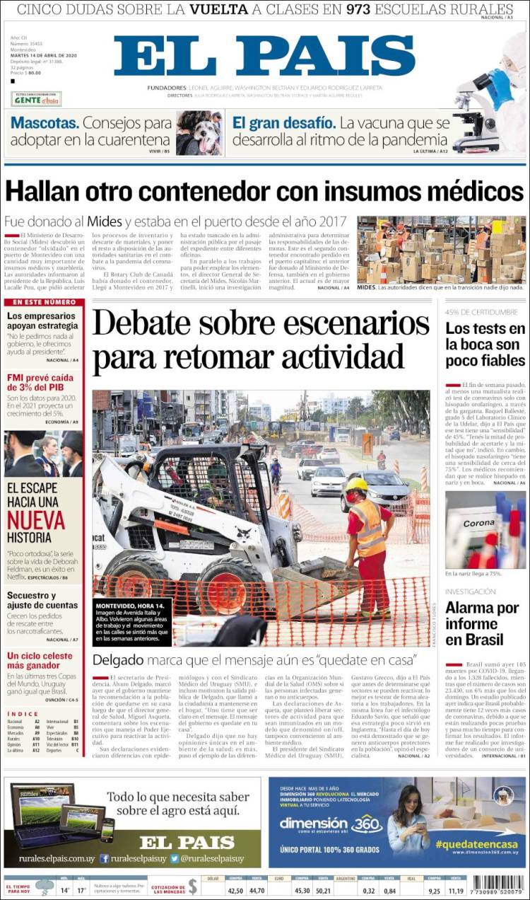 Portada de El País (Uruguay)