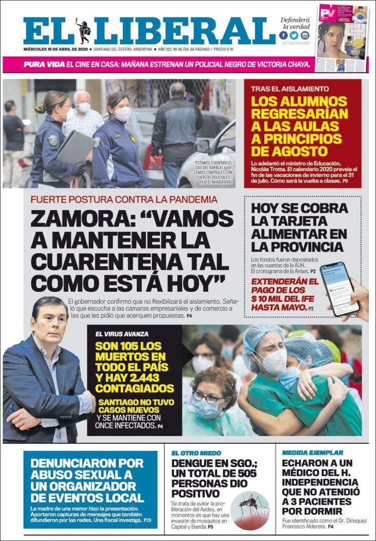 Portada de Diario El Liberal (Argentina)