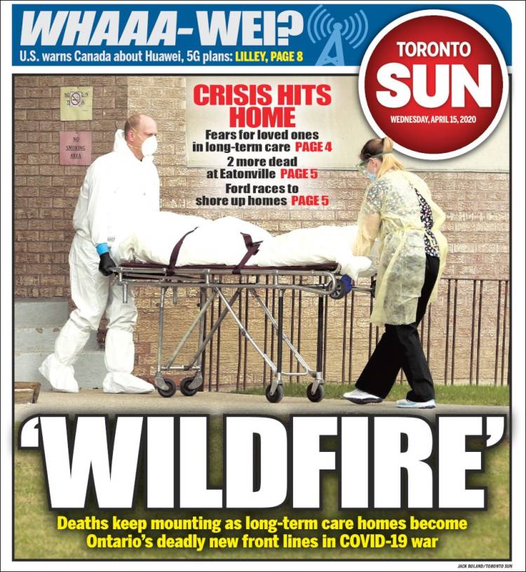 Portada de The Toronto Sun (Canadá)