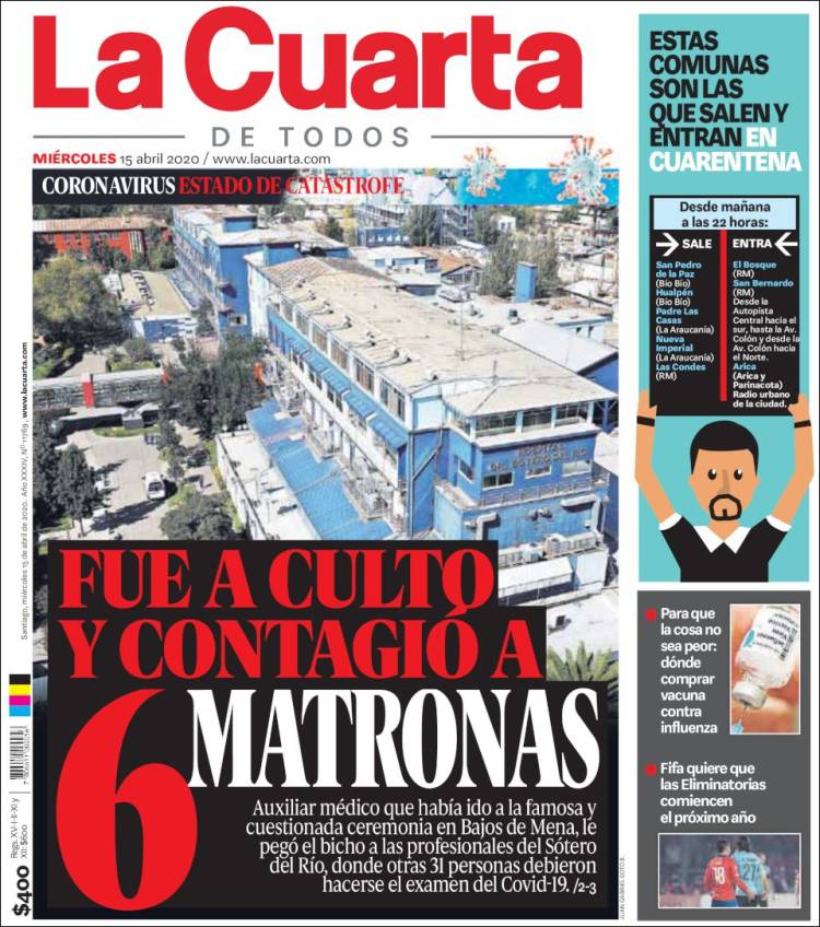 Portada de La Cuarta (Chile)