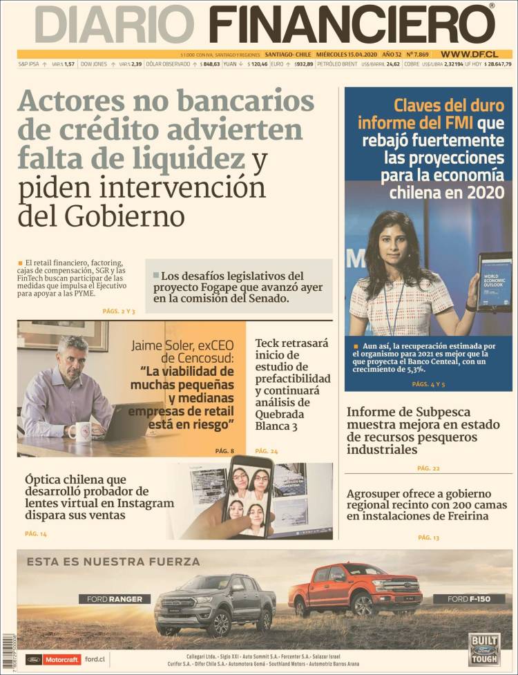 Portada de Diario Financiero (Chile)