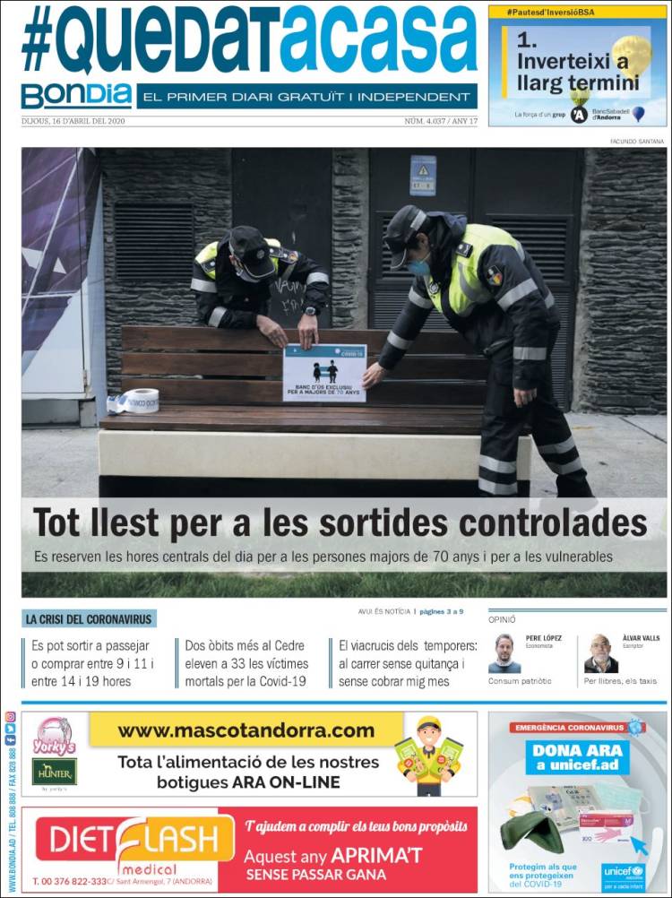 Portada de Diari Bondia (Andorra)