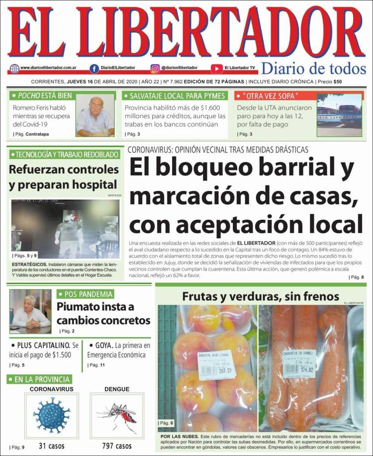 Portada de Diario El Libertador (Argentina)