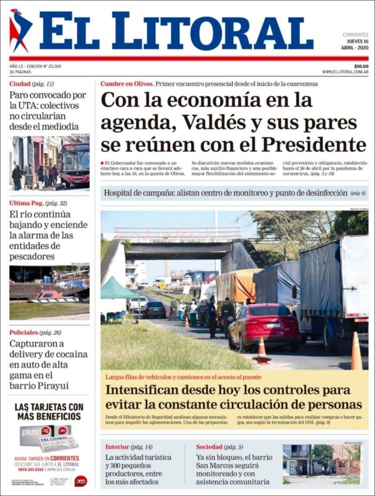 Portada de El Litoral Corrientes (Argentina)