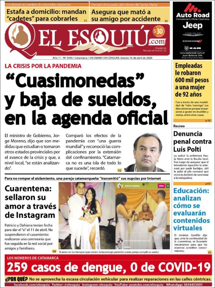 Portada de El Esquiu (Argentina)