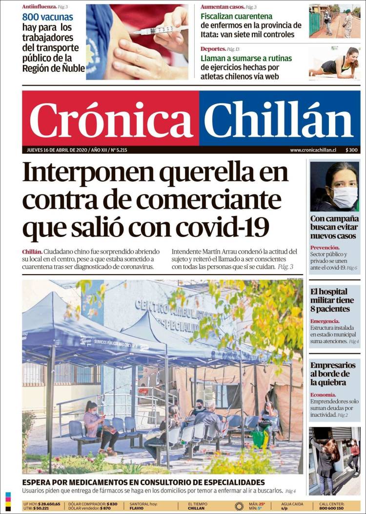 Portada de Crónica Chillán (Chile)
