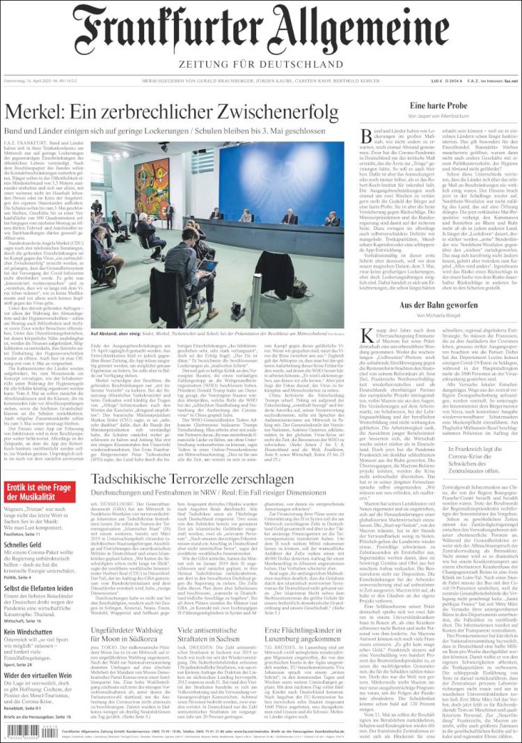 Portada de Frankfurter Allgemeine (Alemania)