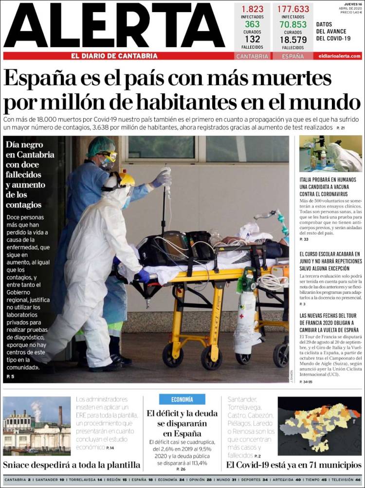 Portada de Alerta - El Diario de Cantabria (España)