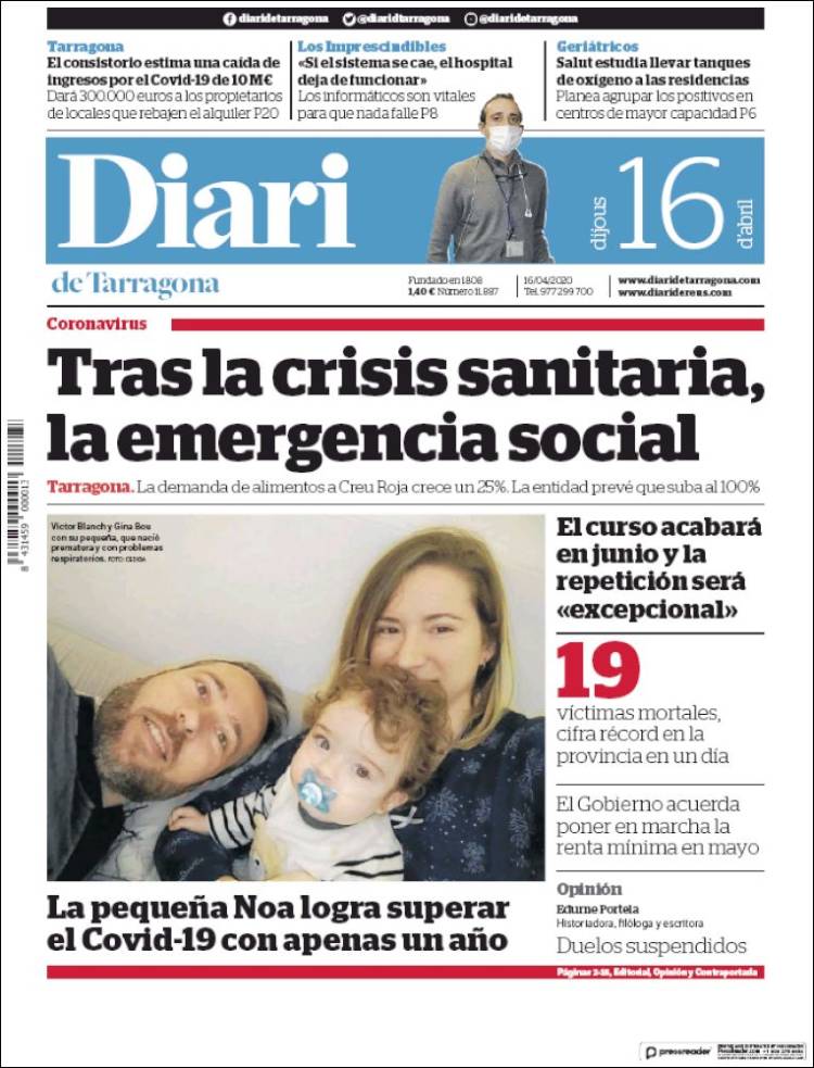 Portada de Diari de Tarragona (España)