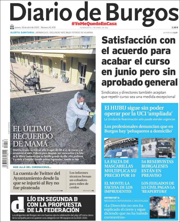 Portada de Diario de Burgos (España)