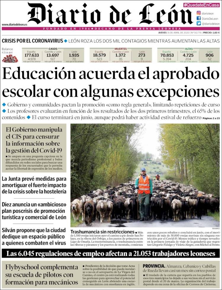 Portada de Diario de León (España)