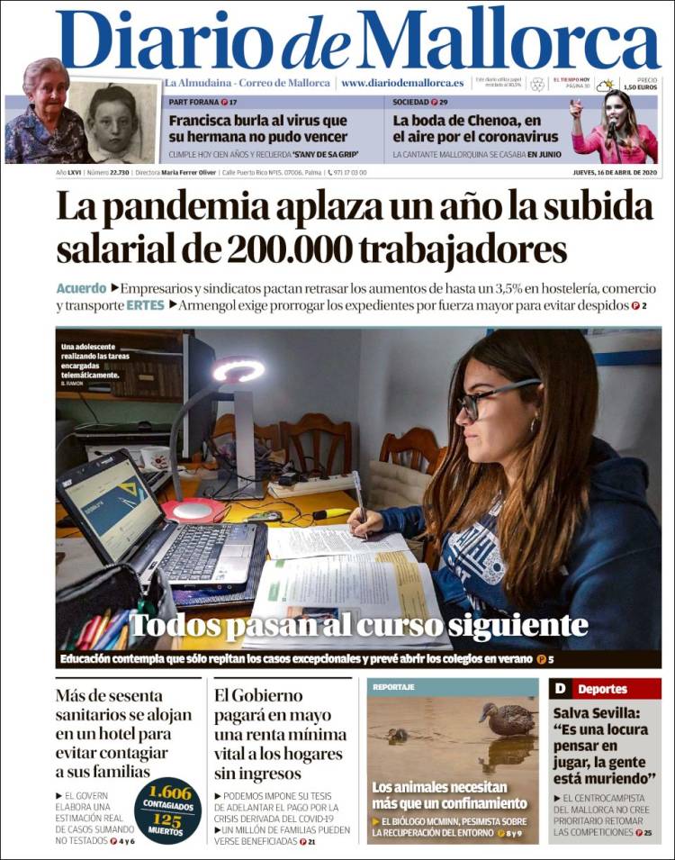 Portada de Diario de Mallorca (España)