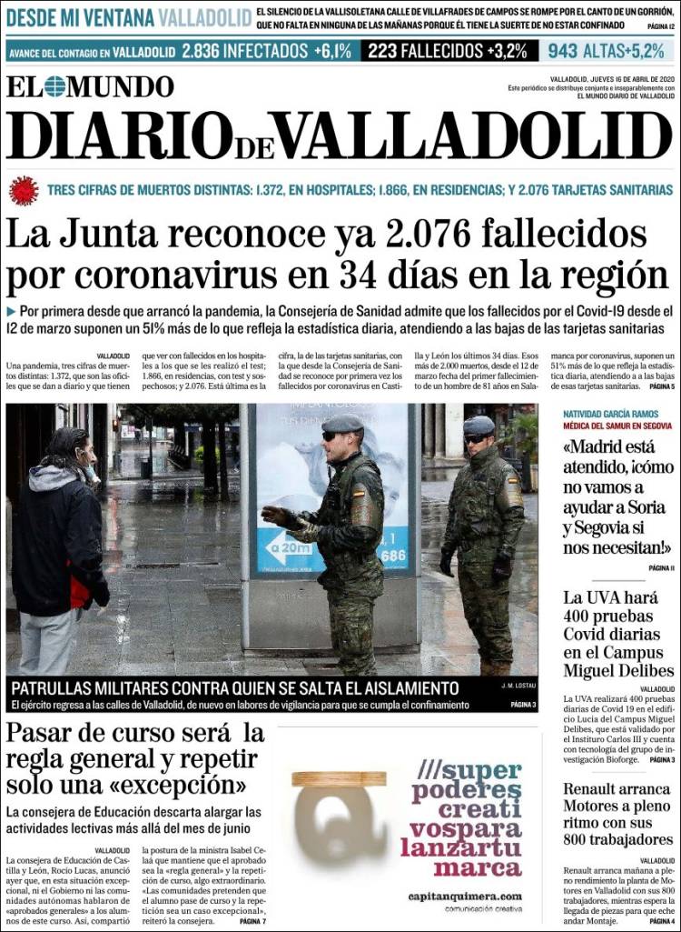 Portada de Diario de Valladolid (España)