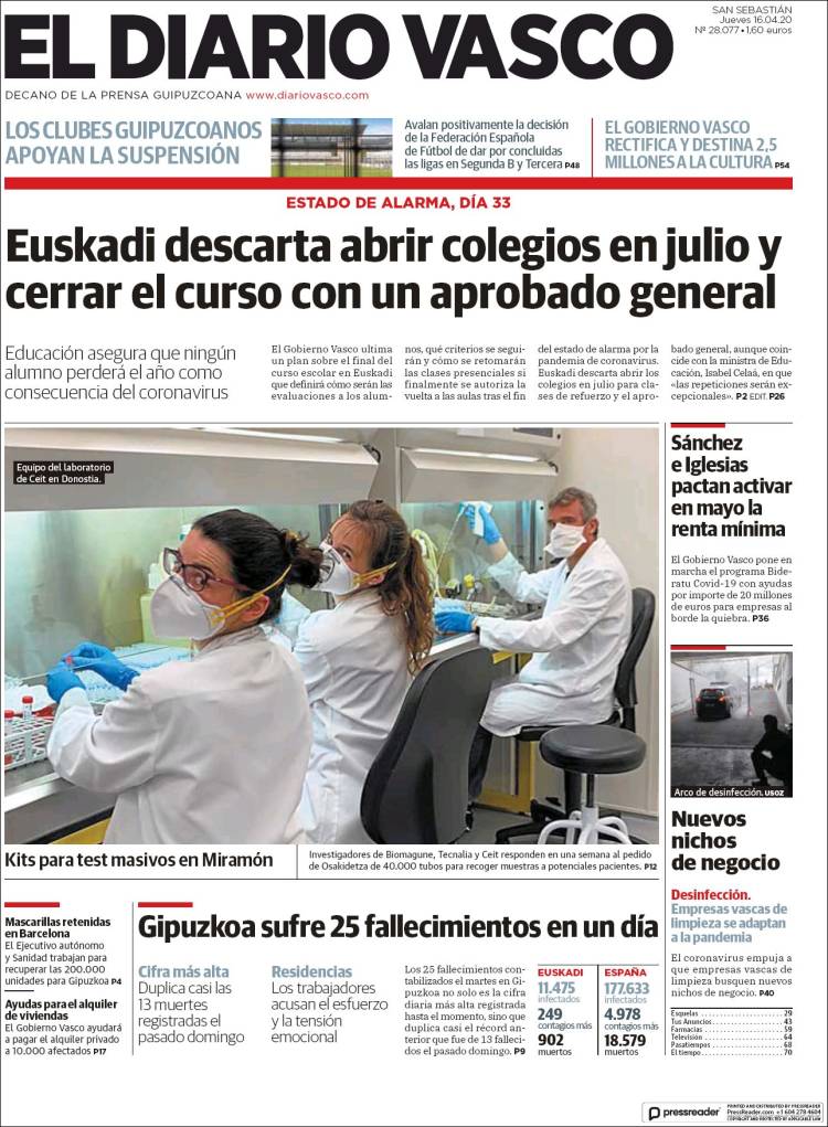 Portada de Diario Vasco (España)