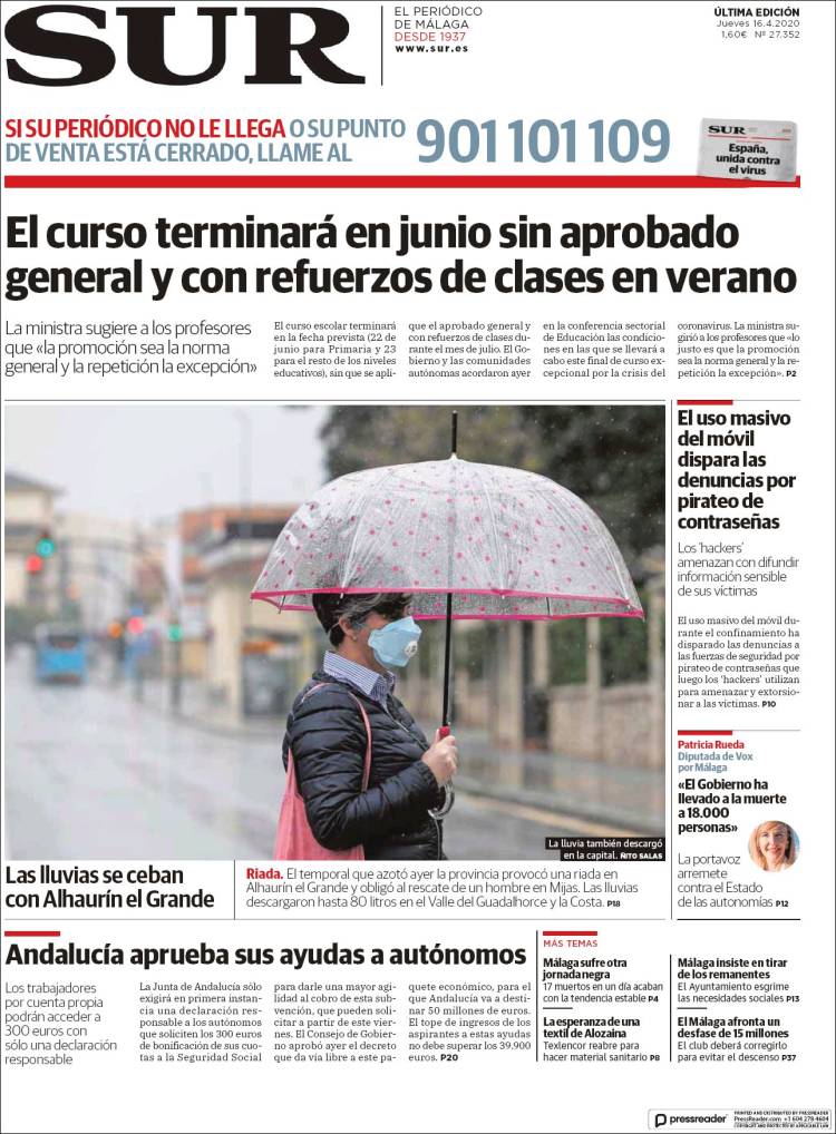 Portada de Diario el Sur (España)