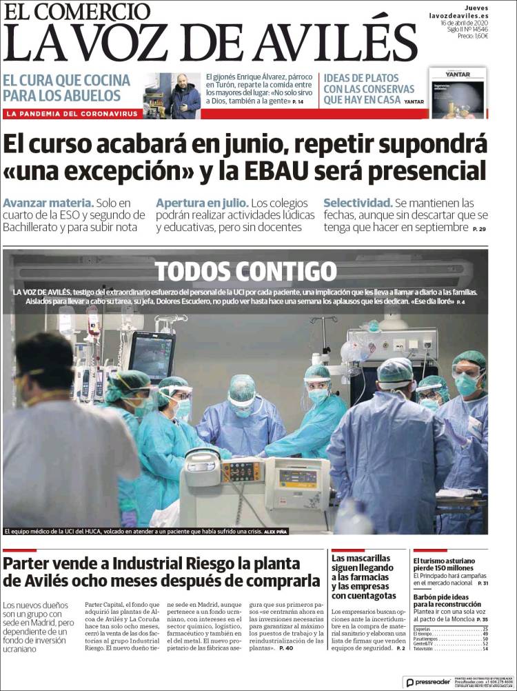 Portada de El Comercio - Avilés (España)