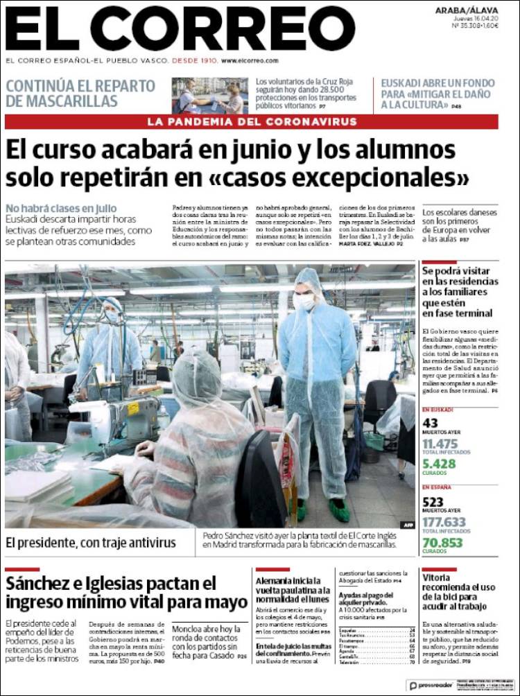 Portada de El Correo - Álava (España)