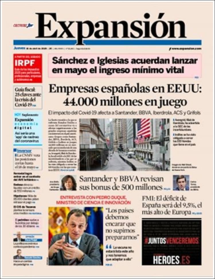 Portada de Expansión (Espa&ntilde;a)