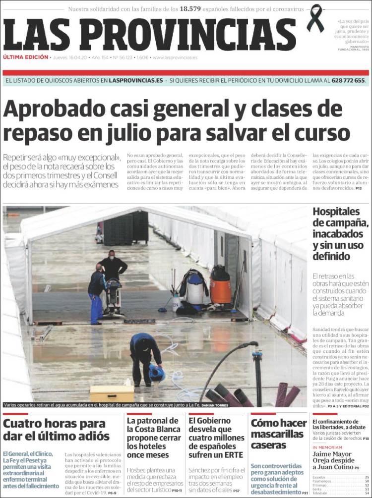 Portada de Las Provincias (España)