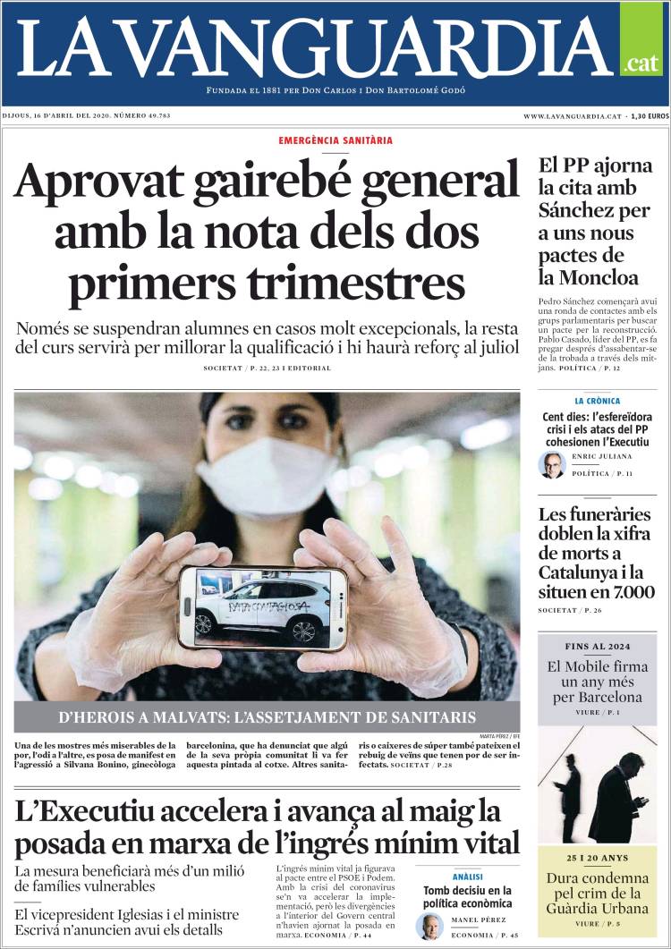 Portada de La Vanguardia (España)