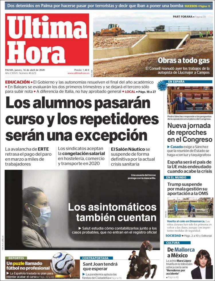 Portada de Última Hora (España)