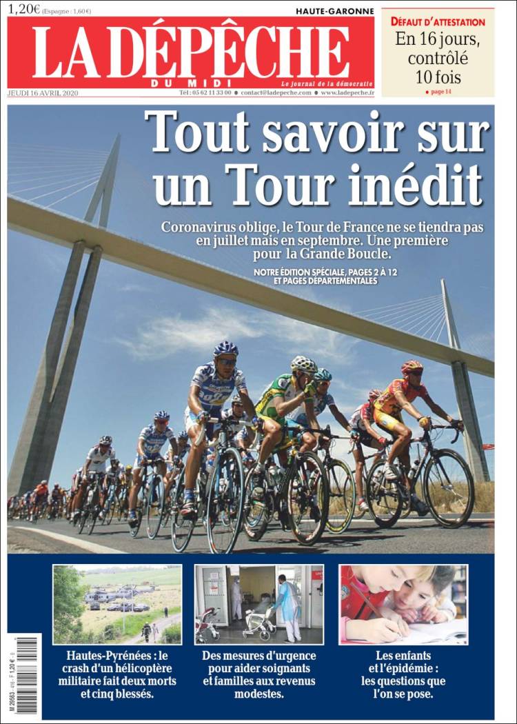 Portada de La Dépêche du Midi (Francia)