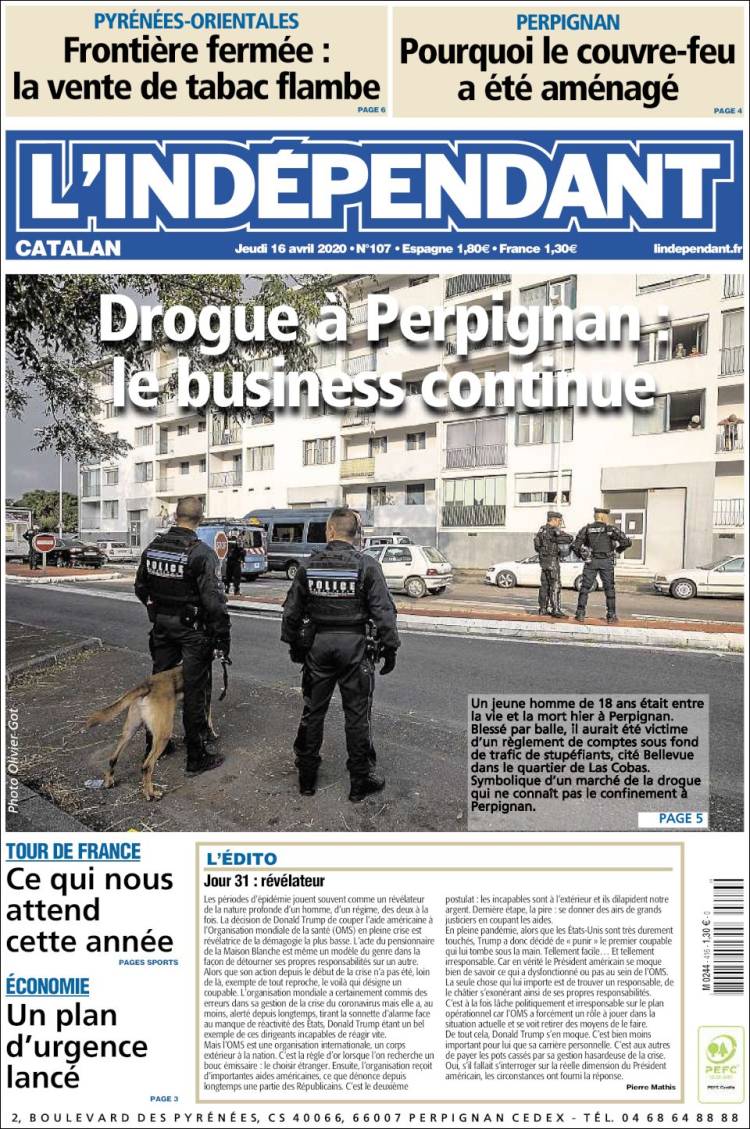 Portada de Le Indépendant (Francia)