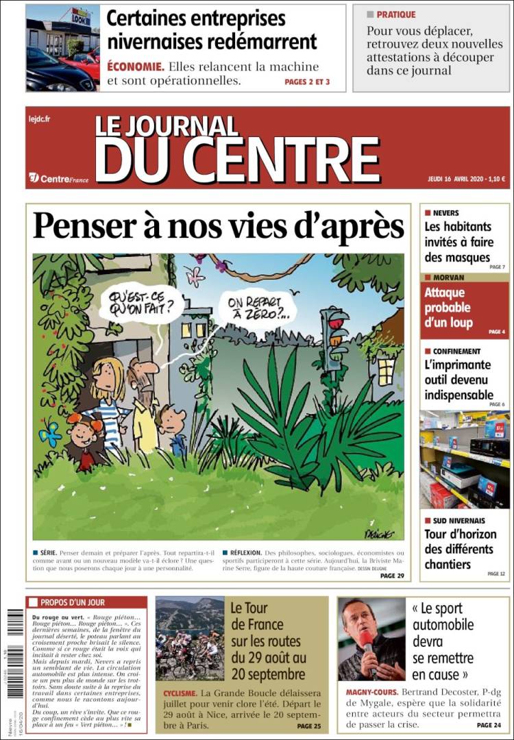 Portada de Le Journal du Centre (Francia)